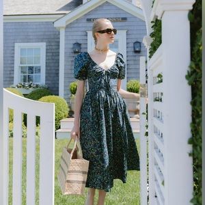 The Hill House Home Ophelia Nap Dress - midnight garden poplin XL